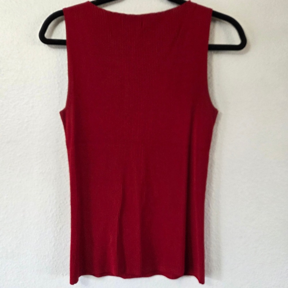 y2k red ribbed crochet tank‎ top fitted coquette boho xs small